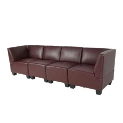 Modular 4-Sitzer Sofa Couch Lyon, Kunstleder ~ Schwarz, Hohe Armlehnen -Wohnmöbel d500694c 3326 48ad a9aa 73cf967448a2 3