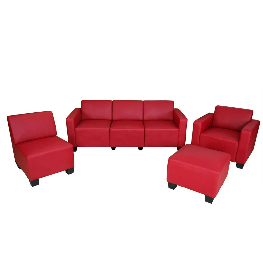 Modular Sofa-System Couch-Garnitur Lyon 4-1, Kunstleder ~ Rot 5 Modular Sofa-System Couch-Garnitur Lyon 4-1, Kunstleder ~ Rot – Bild 3