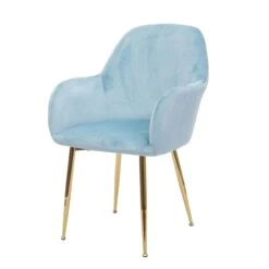 Esszimmerstuhl HWC-F18, Stuhl Küchenstuhl, Retro Design ~ Samt Mint, Goldene Beine