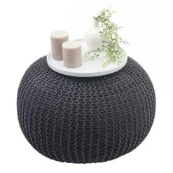 Pouf HWC-E16, Strickhocker Sitzhocker Strickpouf, Strickoptik 40x50cm ~ Dunkelgrau -Wohnmöbel dcbbabd3 2ae7 4c0e 8dba e38c6d897769