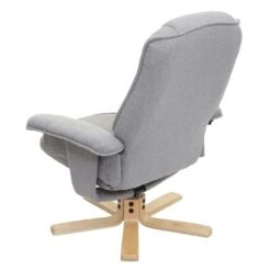 Relaxsessel M56, Fernsehsessel TV-Sessel Mit Hocker, Stoff/Textil ~ Hellgrau -Wohnmöbel dcd4bafe d713 466c 921d ada48f3fc90f