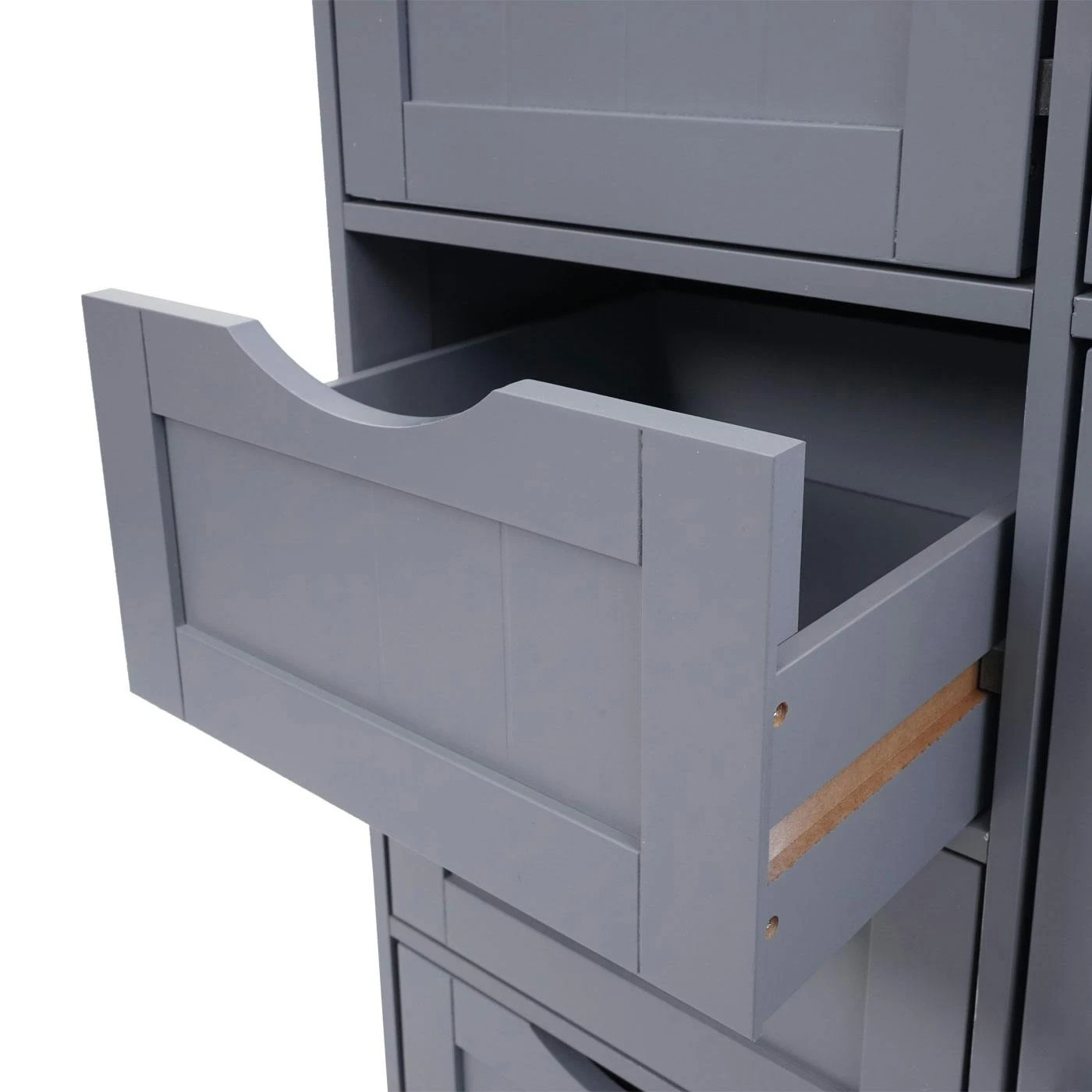 Kommode HWC-B65, Schubladenschrank Schrank, 5 Schubladen Und 1 Tür 80x70x35cm ~ Grau 8 Kommode HWC-B65, Schubladenschrank Schrank, 5 Schubladen Und 1 Tür 80x70x35cm ~ Grau – Bild 6