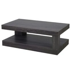Couchtisch HWC-A32, Wohnzimmertisch, 3D-Struktur, 40x110x60cm FSC-zertifiziert ~ Schwarze Eicheoptik