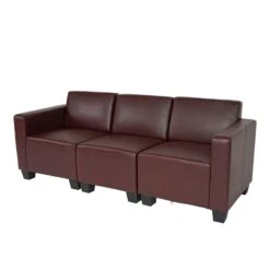 Modular 3-Sitzer Sofa Couch Lyon, Kunstleder ~ Rot -Wohnmöbel e238f2df ba79 42d6 9cab ed9ebb3e49d5