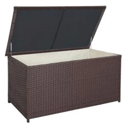 Poly-Rattan Kissenbox HWC-D88, Gartentruhe Auflagenbox Truhe ~ Premium Braun, 80x160x94cm 950l