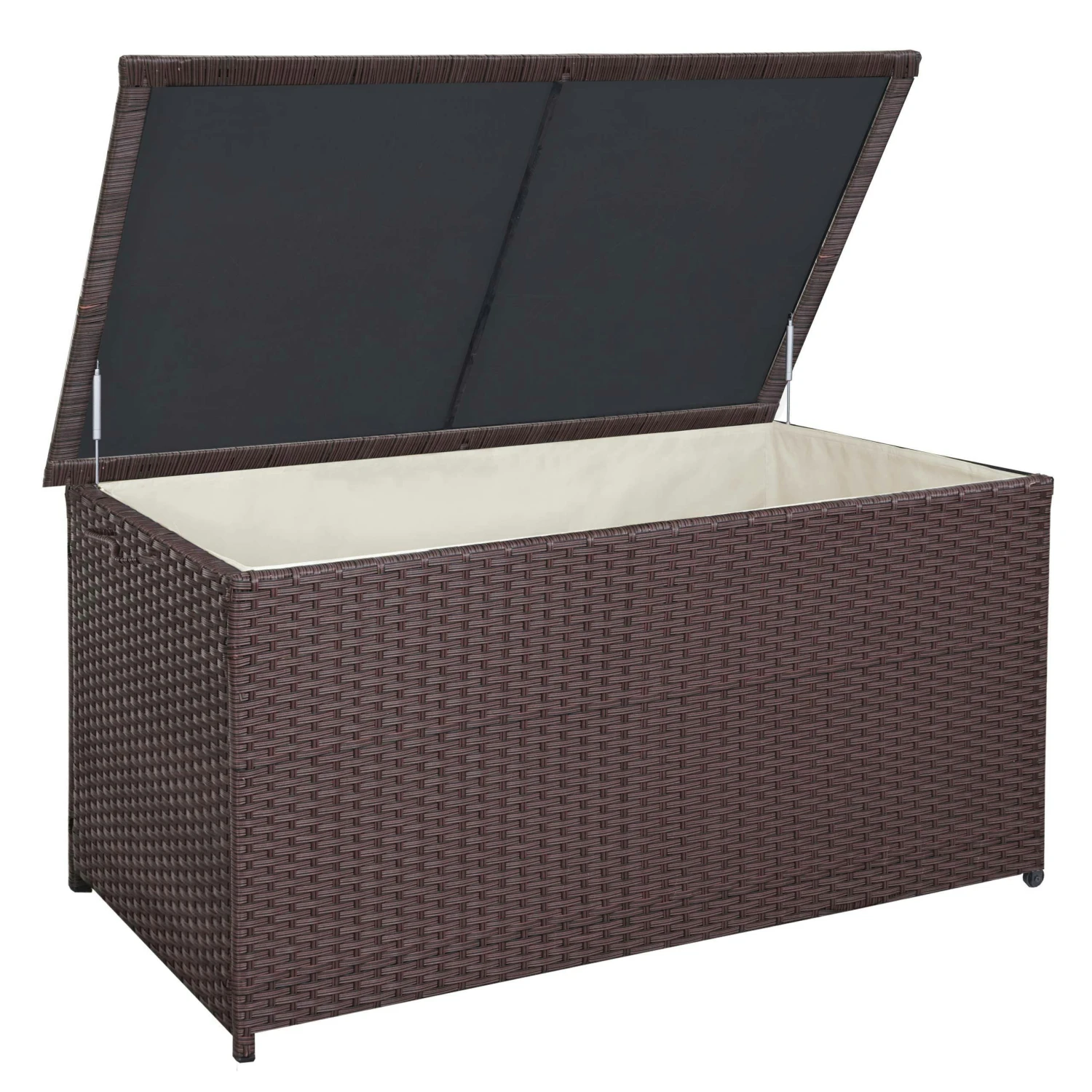 Poly-Rattan Kissenbox HWC-D88, Gartentruhe Auflagenbox Truhe ~ Premium Braun, 80x160x94cm 950l 3 Poly-Rattan Kissenbox HWC-D88, Gartentruhe Auflagenbox Truhe ~ Premium Braun, 80x160x94cm 950l