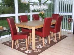 6er-Set Esszimmerstuhl Stuhl Küchenstuhl Novara II, Leder ~ Rot, Helle Beine -Wohnmöbel e5b7191e 02bc 45f7 9c8d 4155be244b42