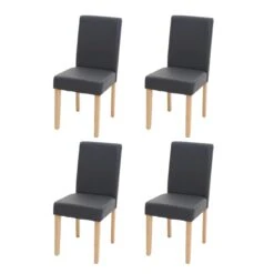 4er-Set Esszimmerstuhl Stuhl Küchenstuhl Littau ~ Kunstleder, Grau Matt, Helle Beine