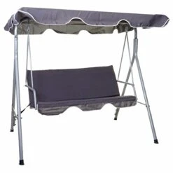 Hollywoodschaukel HWC-D61, Gartenschaukel Hängeschaukel Bank, 3-Sitzer UV 50+ Verstellbares Dach 197x185cm ~ Dunkelgrau