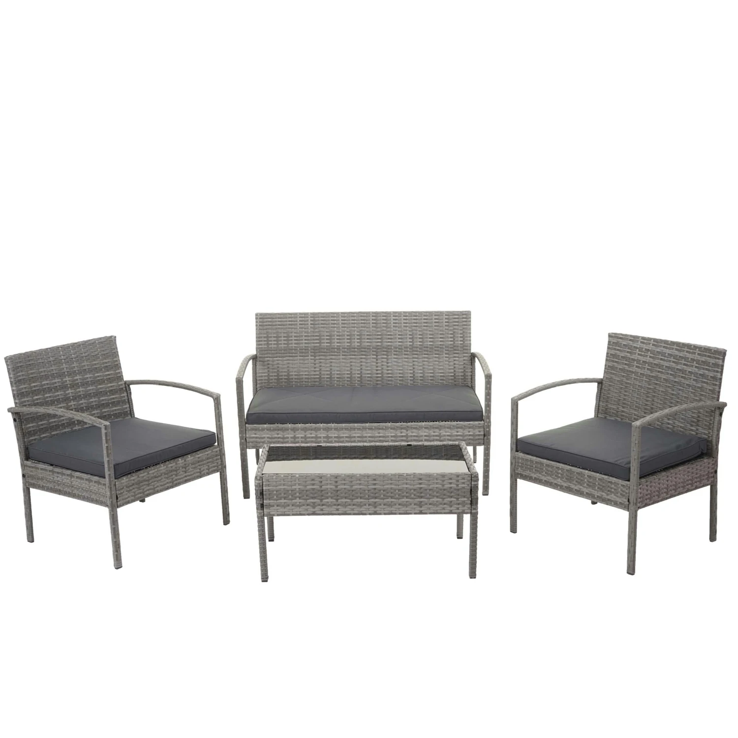 Poly-Rattan Garnitur HWC-F56, Balkon-/Garten-/Lounge-Set Sitzgruppe ~ Schwarz, Kissen Creme 7 Poly-Rattan Garnitur HWC-F56, Balkon-/Garten-/Lounge-Set Sitzgruppe ~ Schwarz, Kissen Creme – Bild 5