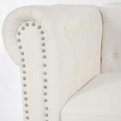 Luxus 3er Sofa Loungesofa Couch Chesterfield Kunstleder ~ Runde Füße, Weiß -Wohnmöbel ec129567 d58d 433c b614 0f71cb111ade