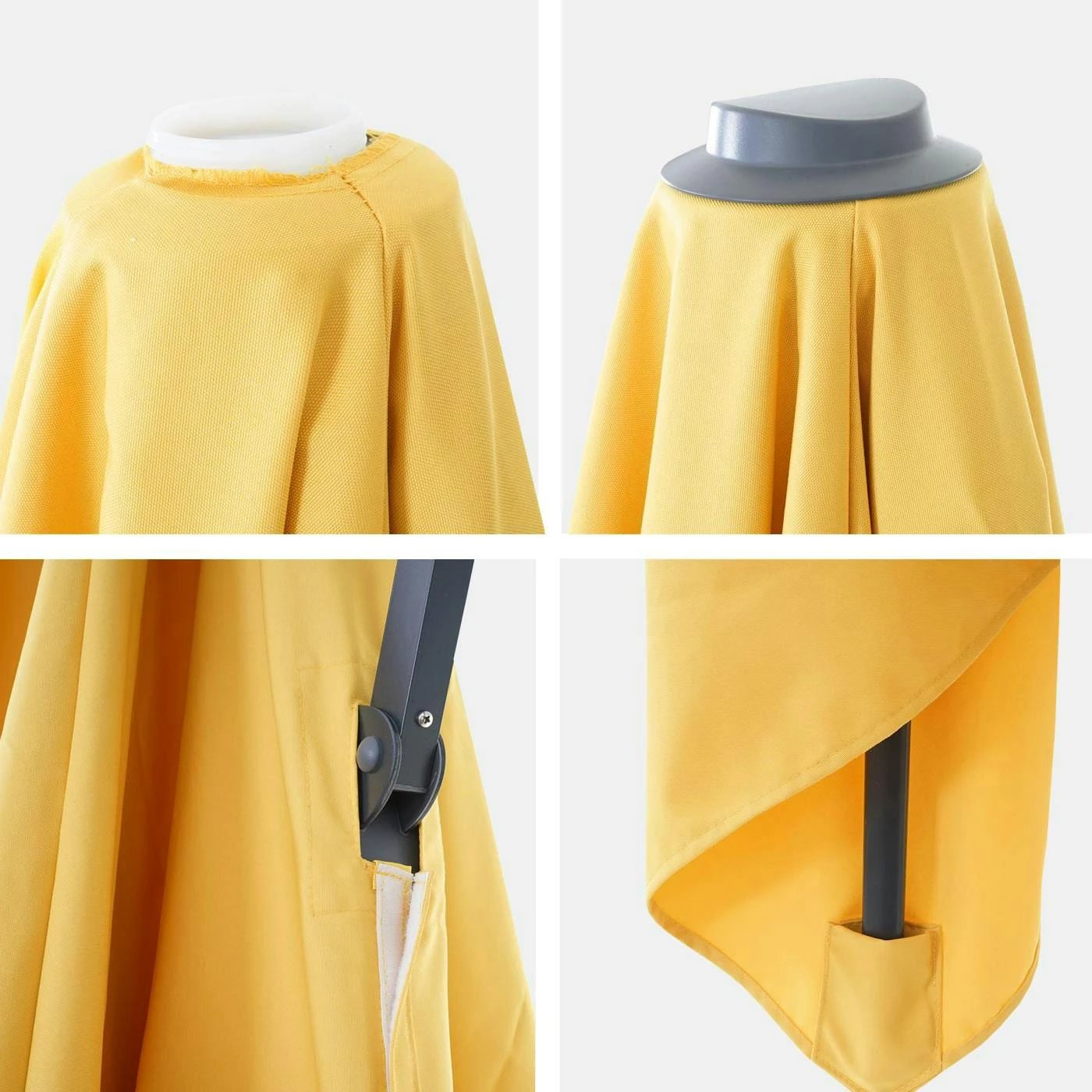 Ersatz-Bezug Für Luxus-Ampelschirm HWC-A96, Sonnenschirmbezug Ersatzbezug, 3x3m (Ø4,24m) Polyester 2,7kg ~ Gelb 8 Ersatz-Bezug Für Luxus-Ampelschirm HWC-A96, Sonnenschirmbezug Ersatzbezug, 3x3m (Ø4,24m) Polyester 2,7kg ~ Gelb – Bild 6