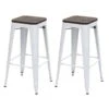 2er-Set Barhocker HWC-A73 Inkl. Holz-Sitzfläche, Barstuhl Tresenhocker, Metall Industriedesign Stapelbar ~ Weiß -Wohnmöbel f1189b7e 60e7 4cda a78e 9d0a4300d581