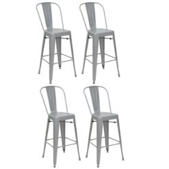 4er-Set Barhocker HWC-A73, Barstuhl Tresenhocker Mit Lehne, Metall Industriedesign ~ Schwarz -Wohnmöbel f1c07e1d 9180 4bc4 9481 40fda9035cbc 1