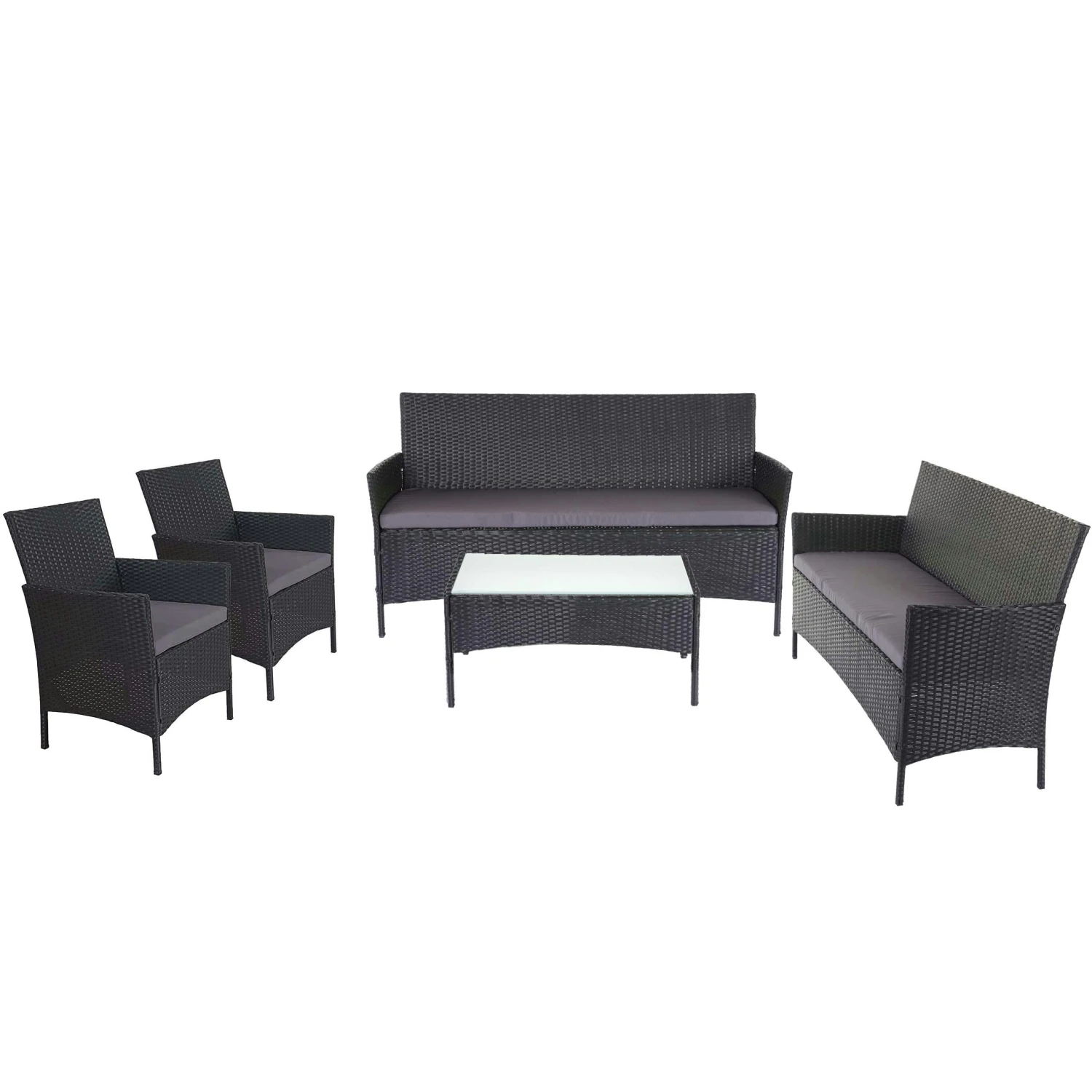 3-2-1-1 Poly-Rattan Garten-Garnitur Halden, Lounge-Set Sitzgruppe Sofa ~ Anthrazit, Kissen Anthrazit 3 3-2-1-1 Poly-Rattan Garten-Garnitur Halden, Lounge-Set Sitzgruppe Sofa ~ Anthrazit, Kissen Anthrazit