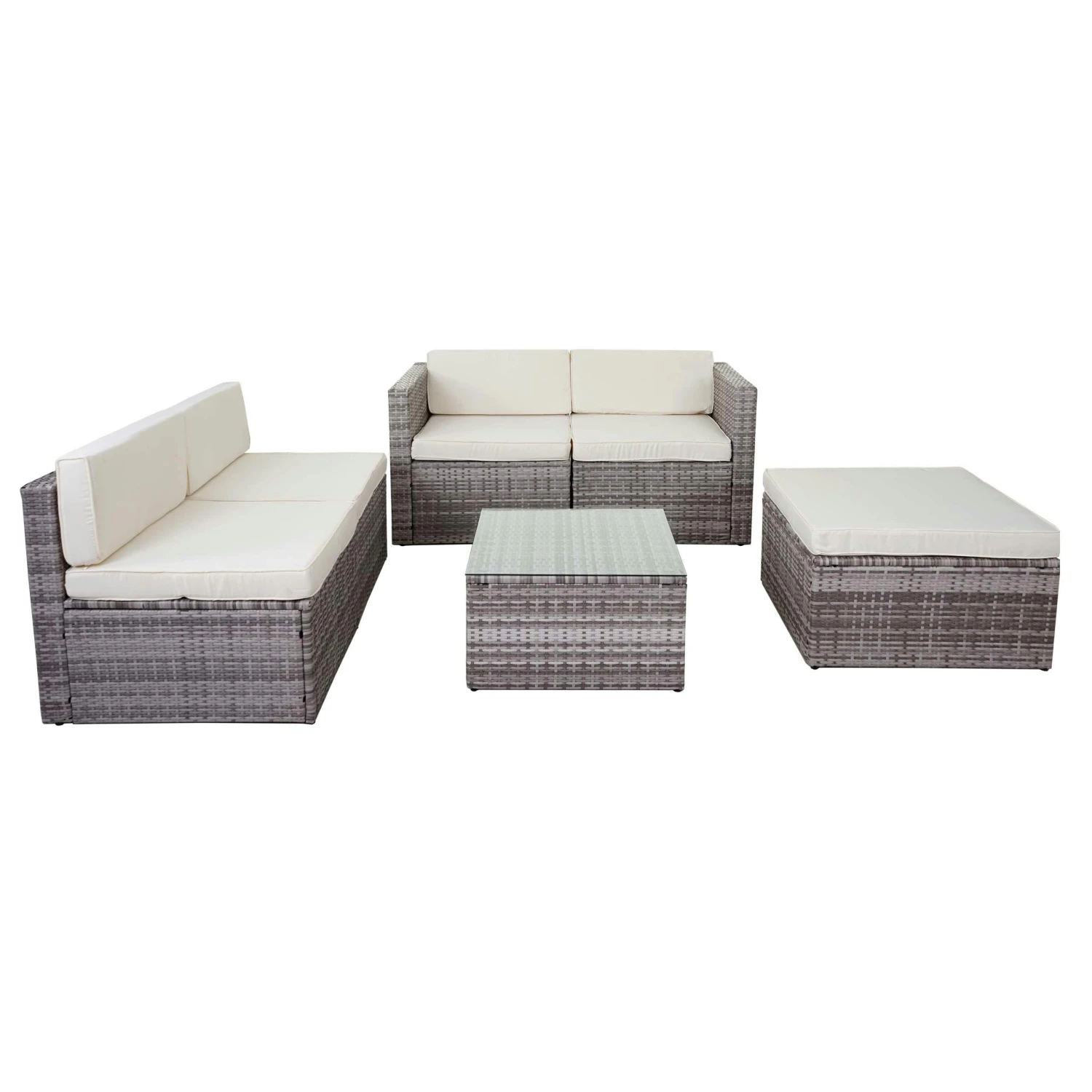 Poly-Rattan-Garnitur HWC-D28, Gartengarnitur Sofa Set ~ Anthrazit, Polster Grau Ohne Deko-Kissen/Abdeckung 6 Poly-Rattan-Garnitur HWC-D28, Gartengarnitur Sofa Set ~ Anthrazit, Polster Grau Ohne Deko-Kissen/Abdeckung – Bild 4