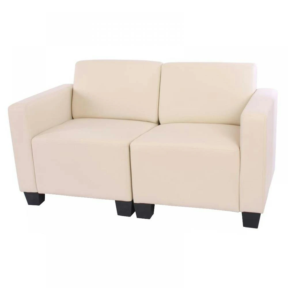 Modular 2-Sitzer Sofa Couch Lyon, Kunstleder ~ Creme 3 Modular 2-Sitzer Sofa Couch Lyon, Kunstleder ~ Creme