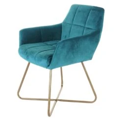 Esszimmerstuhl HWC-F37, Stuhl Küchenstuhl, Retro Design Samt Goldene Füße ~ Petrol -Wohnmöbel f705ea02 3e3a 46fd 84f8 0073ef6c61e2