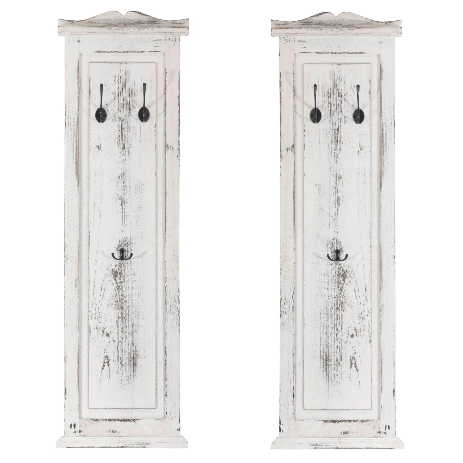 2er-Set Garderobe T33, Wandgarderobe Garderobenpaneel, Wandhaken Holz 109x28x4cm ~ Grau-braun Shabby 5 2er-Set Garderobe T33, Wandgarderobe Garderobenpaneel, Wandhaken Holz 109x28x4cm ~ Grau-braun Shabby – Bild 3