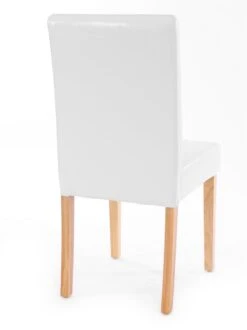 Esszimmerstuhl Littau, Küchenstuhl Stuhl, Leder ~ Weiß, Helle Beine -Wohnmöbel fd9dfe4d 3d93 42f4 8160 d15f37ded24e
