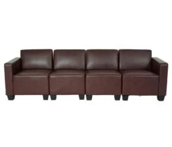 Modular 4-Sitzer Sofa Couch Lyon, Kunstleder ~ Rot-braun -Wohnmöbel ffa425ce e489 4ffa 9d86 dcce51c08482